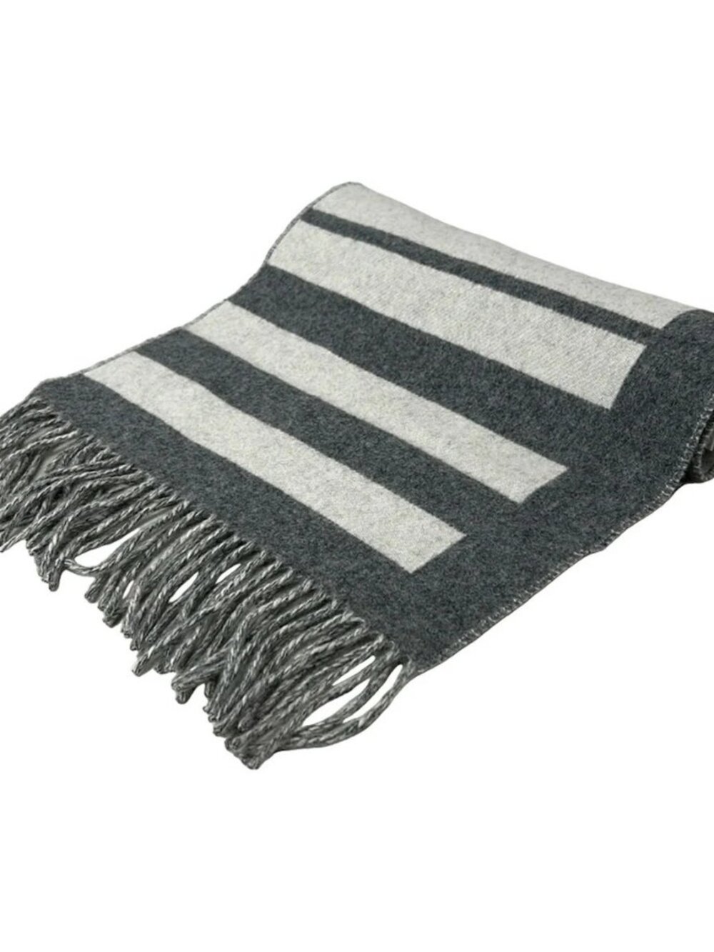 HERMES Love Story Gray Light gray Cashmere Scarf